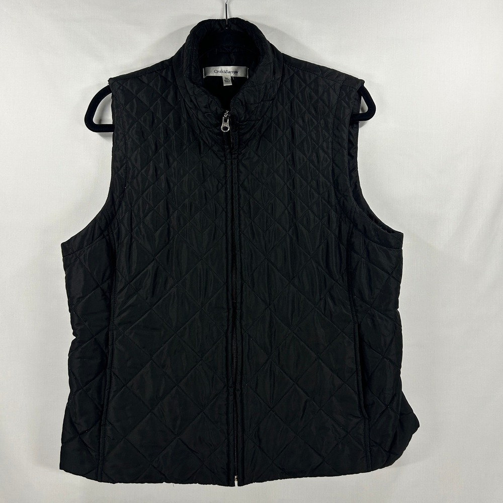 Vintage 2000s Croft & Barrow Black Quilted Puffer Vest Size XL